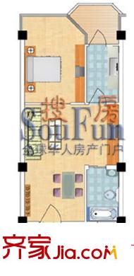 玫瑰香榭戶型圖戶型圖 1室2廳1衛(wèi)1廚