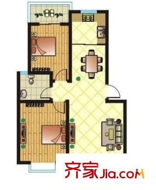 新莊新村 2室 戶型圖