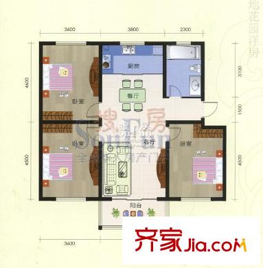 養(yǎng)怡花園戶型圖a戶型 3室2廳1衛(wèi)1廚