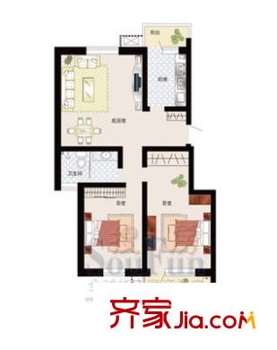 瘦西湖新苑 2室 戶型圖