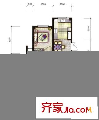 翡翠城戶型圖I 2室2廳1衛(wèi)