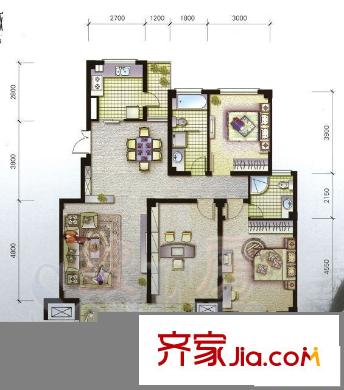 翡翠城戶型圖F 3室2廳2衛(wèi)