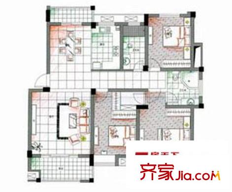 潤和御景城一期E戶型 3室2廳1衛(wèi)1廚