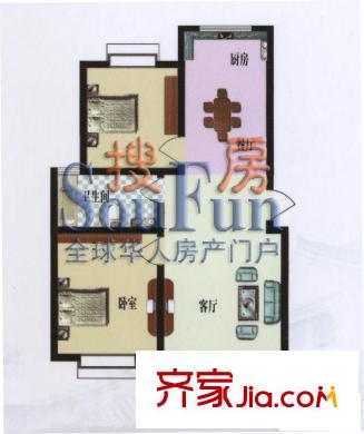 淮左郡莊園戶型圖多層 2室2廳1衛(wèi)