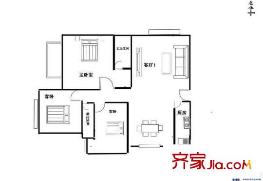 綠楊新苑 3室 戶型圖