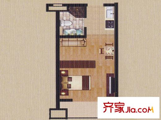 慶松清華園H戶型 1室1廳1衛(wèi)1廚