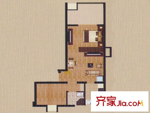 慶松清華園J戶型 1室1廳1衛(wèi)1廚