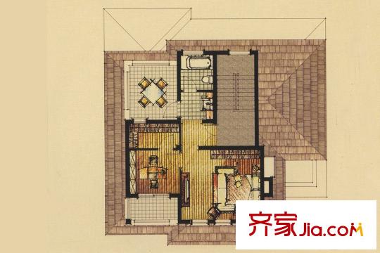 帝景園獨(dú)棟別墅三層A戶型 4室4廳5衛(wèi)1廚