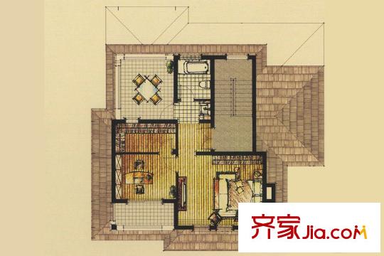 帝景園獨(dú)棟別墅三層B戶型 4室4廳5衛(wèi)1廚