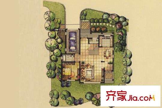 帝景園獨(dú)棟別墅一層B戶型 4室4廳5衛(wèi)1廚