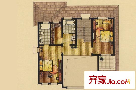 帝景園獨(dú)棟別墅二層A戶型 4室4廳5衛(wèi)1廚