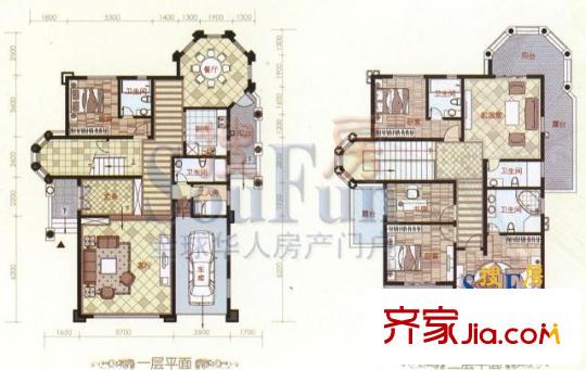 山水豪庭D2戶型 5室3廳5衛(wèi)1廚