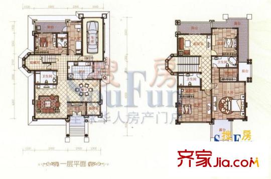 山水豪庭C1戶型 5室3廳4衛(wèi)1廚