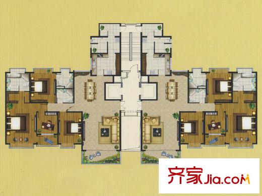 水岸泓庭第一、二座標準層戶型 4室2廳3衛(wèi)1廚