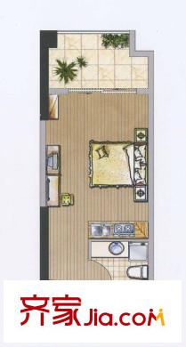 中集集品嘉園2棟A1戶型 1室1廳1衛(wèi)1廚