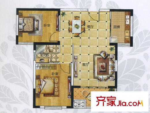 九龍灣潤園三期H2戶型 2室2廳1衛(wèi)1廚