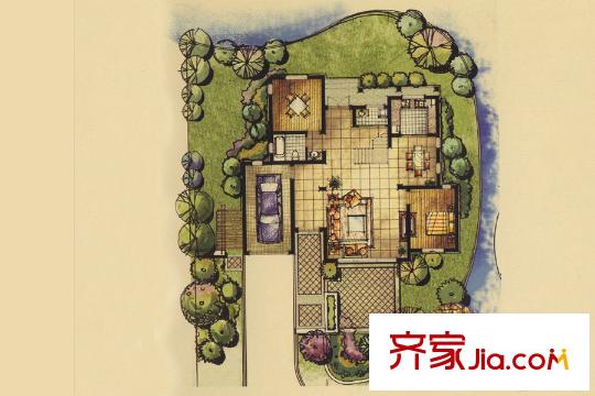帝景園獨棟別墅一層C戶型 4室4廳5衛(wèi)1廚