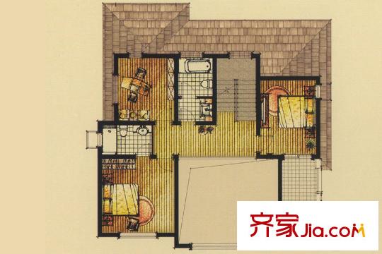 帝景園獨(dú)棟別墅二層B戶型 4室4廳5衛(wèi)1廚