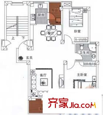 尚城二期戶型 2室2廳1衛(wèi)1廚
