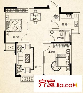 尚城四期26#G5戶型 2室2廳1衛(wèi)1廚