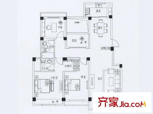 慶峰北郡C3戶型 3室2廳2衛(wèi)1廚