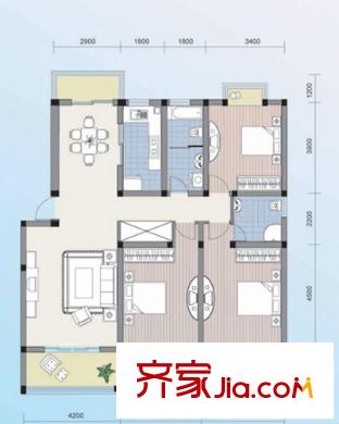 陽(yáng)光水岸花園F1戶型 3室2廳1衛(wèi)1廚