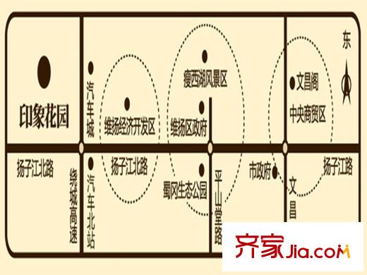 揚州印象花園交通圖