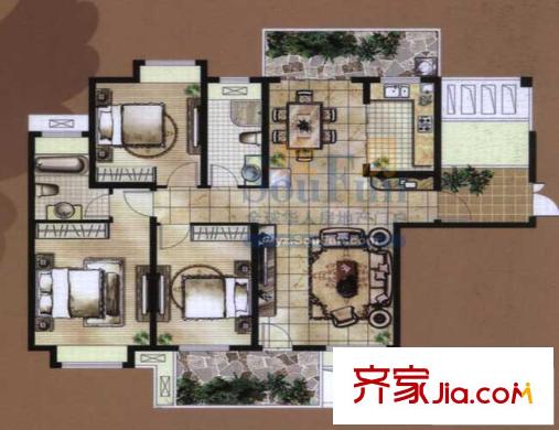 駿和國際公館C1戶型 3室2廳2衛(wèi)