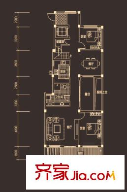 天俊華府疊加上疊三層H戶型 4室3廳3衛(wèi)1廚