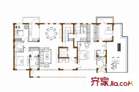 瘦西湖悅園D1戶型 5室2廳3衛(wèi)1廚