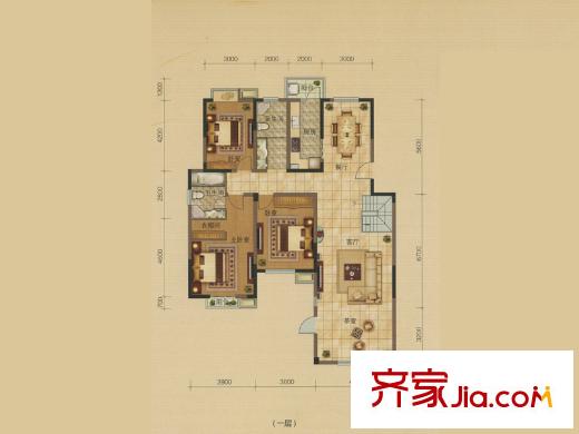 華紡西湖嶺秀B7（一層）戶型 3室2廳2衛(wèi)1廚
