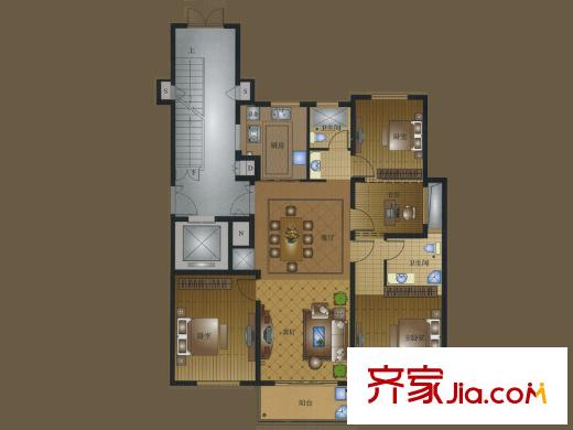 攬?jiān)潞劳戶型 4室2廳2衛(wèi)1廚