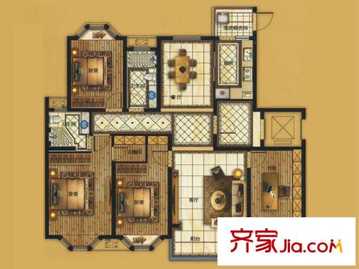 金達(dá)西湖公館G戶型 4室2廳2衛(wèi)1廚