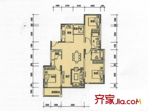 桐園D戶型 3室2廳2衛(wèi)1廚