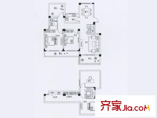 慶峰北郡C6戶型 3室2廳1衛(wèi)1廚