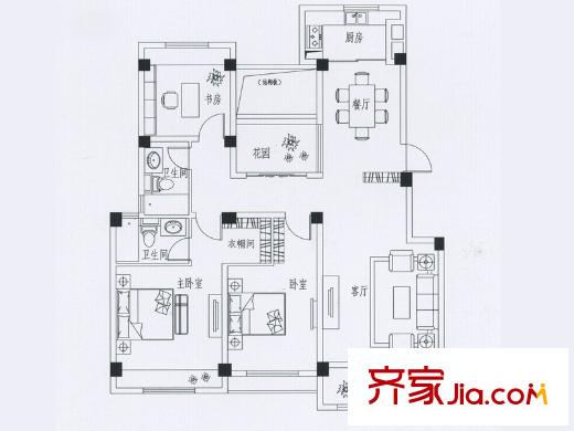 慶峰北郡C2戶型 3室2廳2衛(wèi)1廚