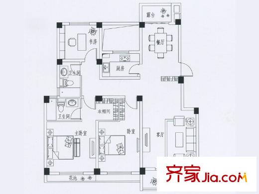 慶峰北郡C5戶型 3室2廳2衛(wèi)1廚