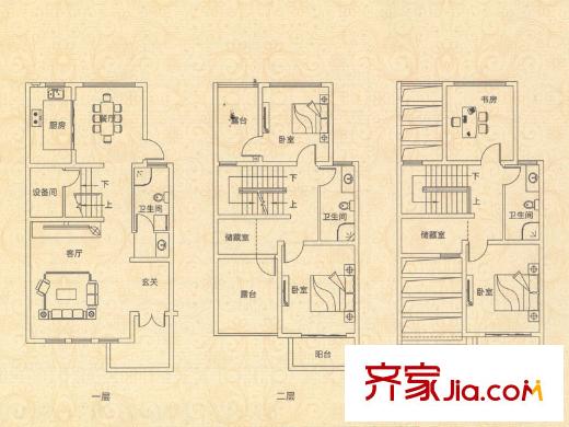 揚州印象花園C1戶型 4室2廳3衛(wèi)1廚
