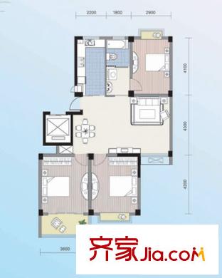 陽(yáng)光水岸花園E1戶型 3室3廳3衛(wèi)3廚