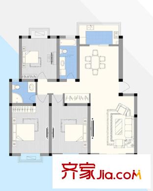 陽(yáng)光水岸花園g1戶型 3室2廳2衛(wèi)1廚