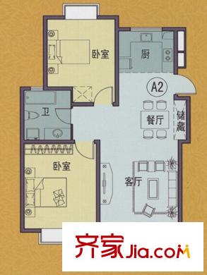 揚(yáng)州印象花園A2戶型 2室2廳1衛(wèi)1廚