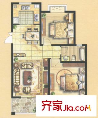 碧水棲庭二期C戶型 2室2廳1衛(wèi)1廚