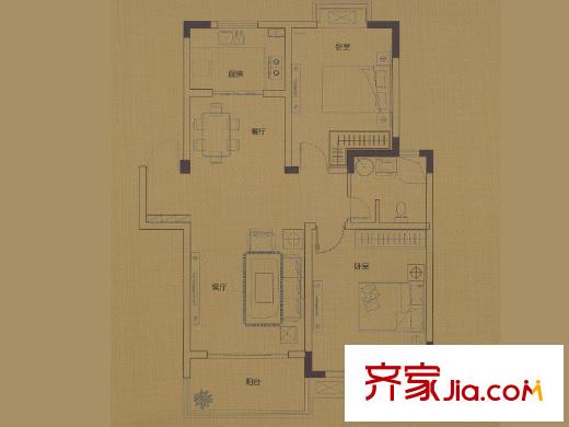 江揚(yáng)尚東國(guó)際一戶型 2室2廳1衛(wèi)1廚