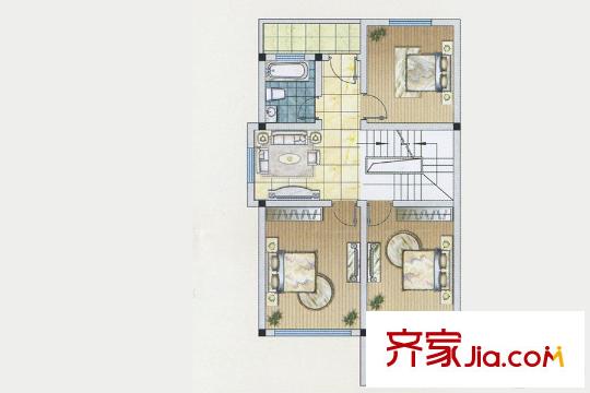 雅仕蘭庭西郊公館雙拼別墅二層戶型 4室4廳5衛(wèi)1廚