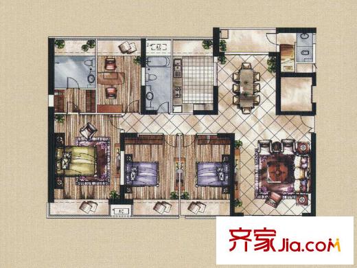 天寶物華家園A戶型 5室2廳2衛(wèi)1廚