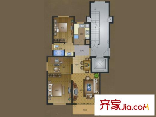 攬?jiān)潞劳戶型 2室2廳1衛(wèi)1廚