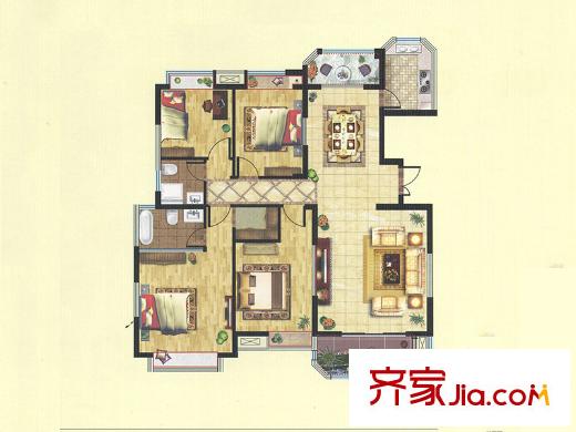 天俊華府C戶型 4室2廳2衛(wèi)1廚