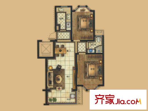 金達(dá)西湖公館A戶型 2室2廳1衛(wèi)1廚