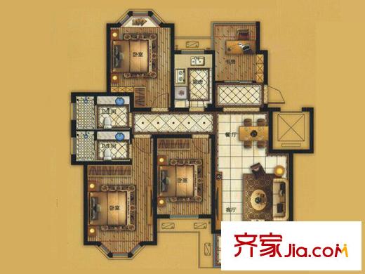 金達(dá)西湖公館E戶型 4室2廳2衛(wèi)1廚