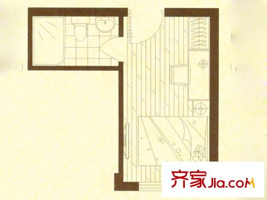 世業(yè)洲一號(hào)公寓B戶型 1室1衛(wèi)